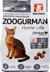 Корм сухой для взрослых кошек ЗООГУРМАН Home Life Курочка, 1,5кг, фотография
