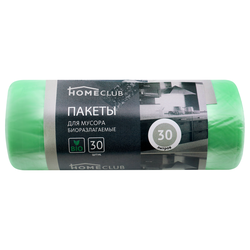 Пакеты для мусора HOMECLUB Bio 30л зеленые, 30шт, детальное фото