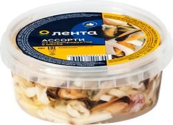 Ассорти из морепродуктов ЛЕНТА в масле, 300г, вид