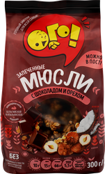 Мюсли запеченные ОГО! с шоколадом и орехом, 300г, детальное фото