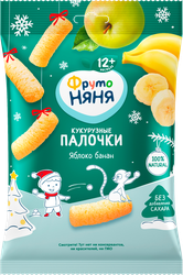 Палочки кукурузные ФРУТОНЯНЯ с яблоком и бананом, с 12 месяцев, 20г, фото