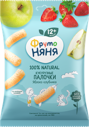 Палочки кукурузные ФРУТОНЯНЯ с яблоком и клубникой, с 12 месяцев, 20г, фотография