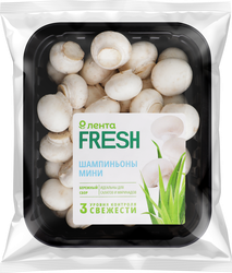 Шампиньоны ЛЕНТА FRESH мини, 300г, крупный план