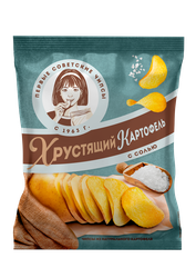 Чипсы картофельные ХРУСТЯЩИЙ КАРТОФЕЛЬ с солью, в ломтиках, 70г, фото