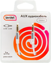 Кабель Aux LENTEL 3,5 Jack – 3,5 Jack, белый Арт. 126842, 1м, крупный план