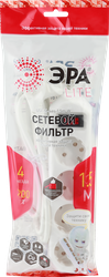 Сетевой фильтр ЭРА Lite 4 розетки с заземлением с выключателем, 1,5м, фото
