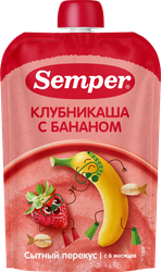 Пюре фруктово-злаковое SEMPER Банан и клубника, с кашей, с 6 месяцев,  120г, изображение