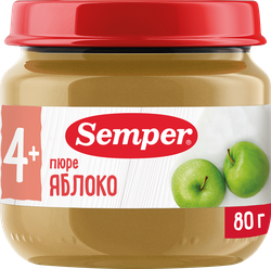 Пюре фруктовое SEMPER Яблоко, с 4 месяцев, 80г, фото