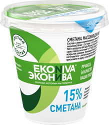 Сметана ЭКОНИВА 15%, без змж, 300г, картинка