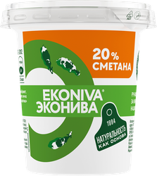 Сметана ЭКОНИВА 20%, без змж, 300г, изображение
