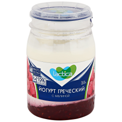 Йогурт LACTICA Греческий с малиной 3% двухслойный, без змж, 190г, вид