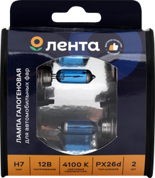 Лампа галогенная для фар ЛЕНТА H7, 55W, 4100K Арт. H7 12V55W, 2шт, изображение
