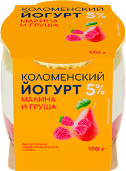 Йогурт КОЛОМЕНСКИЙ Малина и груша 5%, без змж, 170г, детальное фото