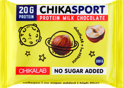 Шоколад молочный CHIKALAB с фундуком, 100г, крупный план
