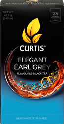 Чай черный CURTIS Elegant Earl Grey ароматизированный с добавками байховый, 25пак, вид