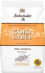 Кофе зерновой AMBASSADOR Gold Label натуральный средняя обжарка, 1кг, изображение