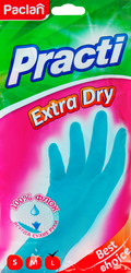 Изображение товара Перчатки хозяйственные PACLAN Extra Dry, размер L, синие, 1 пара, Арт. 407361