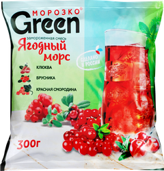 Морс ягодный МОРОЗКО GREEN c клюквой, брусникой и красной смородиной, 
300г, фото