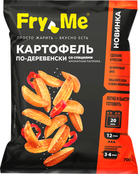 Картофель замороженный FRY ME По-деревенски, со специями Ароматная 
паприка, 700г, вид