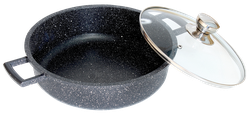 Жаровня HOMECLUB Marble 28см, литой алюминий, стеклянная крышка, 4.3л Арт. HC-28ST, изображение