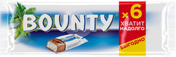 Батончик шоколадный BOUNTY с мякотью кокоса, 6шт, 165г, картинка