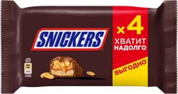Батончик шоколадный SNICKERS с жареным арахисом, карамелью и нугой,&nbsp;4х40г, фото