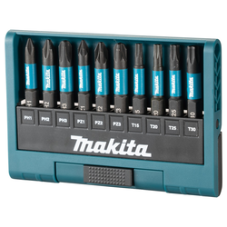 Набор бит MAKITA Impact Black 50 мм 10 шт..(PH1,PH2,PH3,PZ1,PZ2,PZ3,T15,T20,T, детальное фото