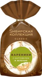 Вареники SИБИРСКАЯ КОЛЛЕКЦИЯ с картофелем и зеленью, 700г, крупный план