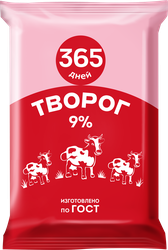 Творог 365 ДНЕЙ 9%, без змж, 180г, детальное фото