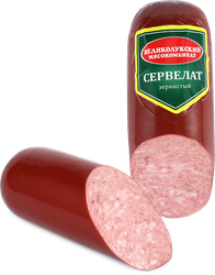 Колбаса варено-копченая МК ВЕЛИКОЛУКСКИЙ Сервелат Зернистый, 400г, фото