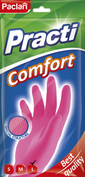 Перчатки хозяйственные PACLAN Practi Comfort резиновые, с хлопковым напылением р.L,&nbsp;розовые Арт. 407768, вид