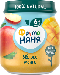 Пюре фруктовое ФРУТОНЯНЯ Яблоко и манго, с 6 месяцев, 100г, изображение