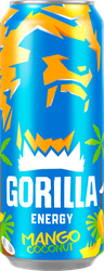 Напиток энергетический GORILLA Mango Coconut тонизирующий сильногазированный, 0.45л, детальное фото