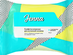 Салфетки влажные для интимной гигиены JENNA с экстрактом ромашки, 15шт, детальное фото