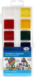 Акварель медовая ГАММА Классическая 12 цветов, без кисти Арт. 293985, крупный план