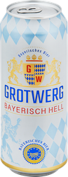 Пиво светлое GROTWERG Bayerisch Hell фильтрованное пастеризованное, 4,7%, ж/б, 0.5л, фотография