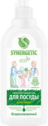 Средство для мытья посуды и детских игрушек SYNERGETIC биоразлагаемое с ароматом алоэ, 500мл, вид
