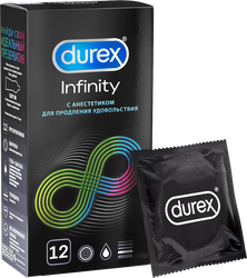 Презервативы DUREX Infinity гладкие с анестетиком, 12шт, детальное фото