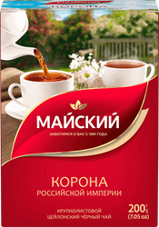 Чай черный МАЙСКИЙ Корона Российской Империи Цейлонский байховый листовой, 200г, изображение