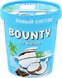 Изображение товара Мороженое BOUNTY молочное с кокосовым молоком, мякотью кокоса и молочным шоколадом, без змж, картонный стакан, 272г