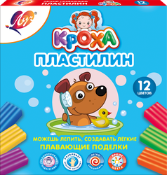 Пластилин ЛУЧ плавающий, 12 цветов, крупный план