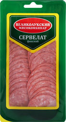 Колбаса варено-копченая МК ВЕЛИКОЛУКСКИЙ Сервелат Финский, нарезка, 150г, фотография