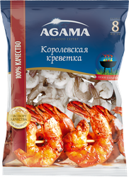 Креветки Королевские свежемороженые AGAMA Сезон Барбекю очищенные, с хвостом, 850г, картинка