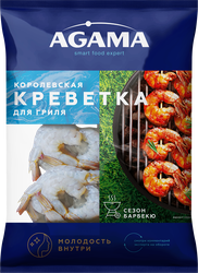 Креветки Королевские свежемороженые AGAMA Сезон Барбекю очищенные, с хвостом, 850г, фотография