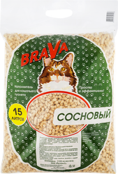 Наполнитель древесный для кошачьего туалета БРАВА сосновый, 15л, детальное фото