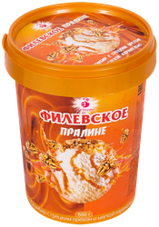 Мороженое ФИЛЕВСКОЕ Пралине с грецким орехом и мягкой карамелью 15%, без змж, ведро, 550г, картинка