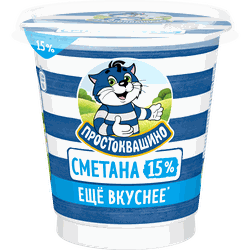 Сметана ПРОСТОКВАШИНО 15%, без змж, 300г, картинка