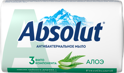 Туалетное мыло ABSOLUT Nature антибактериальное с экстрактом алоэ, 90г, крупный план