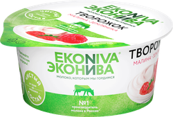 Продукт творожный ЭКОНИВА Малина, земляника 5%, без змж, 125г, фотография
