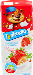 Коктейль молочный ультрапастеризованный ТОПТЫЖКА Клубника со сливками 3,2%, без змж, 200г, картинка